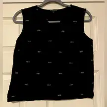 Eileen Fisher Organic Cotton Blend Black Tank Top XS Extra Small Aztec Western