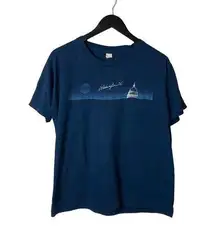 Vintage 80s Screen Stars Washington DC Graphic T-Shirt Womens XL Blue Soft USA