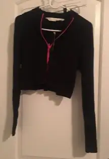 Nicki Minaj Women's Juniors Black / Pink Zip Up Sweater Cropped Size XL