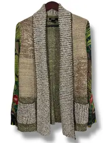 Desigual Open-Front Knit Embroidered Floral Cardigan Sweater
