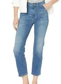 NWT J.Crew Cropped Ankle Straight Leg Patch Pocket Utility Stretch Jean 24P Blue