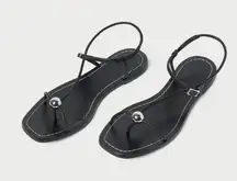 Loeffler Randall Lara Sandals in Black 9 with box Womens Leather Flats