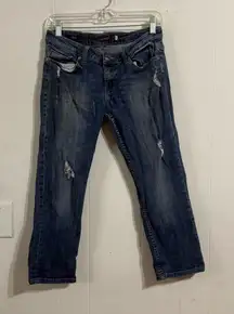 Vigoss Dark Blue Distressed Cropped Jeans