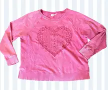 STYLE & CO acid wash hot pink heart sweatshirt, size XL