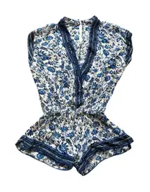 POUPETTE ST BARTH Aba Romper small Blue White Floral Tropical beach resortwear