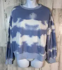 Urban Daizy Cloud Sweatshirt Blue Tie-Dye Sz L | Lightweight | MSRP $52