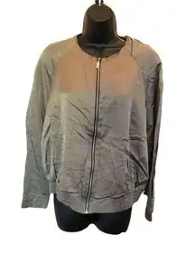 ZARA Lightweight Olive Viscose Blend Satin Bomber Jacket - size Medium