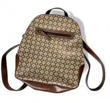Nine West Y2K Era Brown Geometric Print Canvas Backpack Travel School Work