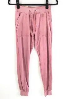Emme Jordan Jogger Pants Velour Lounge Pull On Drawstring Pockets Pink Size S