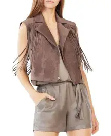 💕BCBGMAXAZRIA💕 Mike Faux Suede Fringe Vest