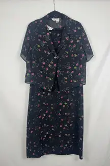 Betsy Lauren Floral Black Dress with Jacket