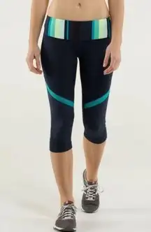 Lululemon Align Core Kicker Crop Inkwell Assorted Stripe Surge Legging Blue Size