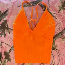 orange tie open back summer tank top