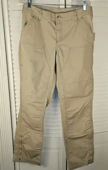 Carhartt Womens Beige Original‎ Fit Zip Ankle Cargo Pants 12 Tall