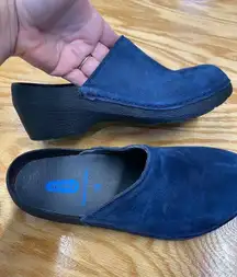 Walky Pro Clog Women's 7 Blue Leather Slip On Round Toe Comfort Shoes S24