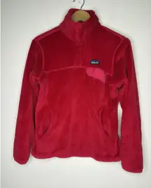 Patagonia Womens S Re-Tool Snap-T Mock Neck Fleece Pullover Gorpcore Jacket Red