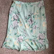 Alfred Dunner Mint Green Floral Midi Skirt Easter Formal Casual Size 16