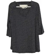 Westbound Women’s Striped Blouse Cutout in Back  Bell Sleeves XL