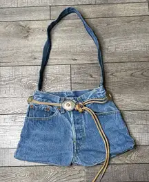 Vintage Levi Shoulder Handmade Bag with Rope Detail
