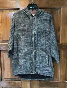 JUICY COUTURE Full Zip Track Suit Jacket Grey Hoodie Size Medium Oversized Y2K