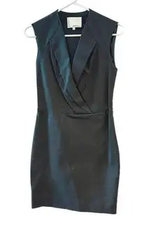 3.1 Phillip Lim Black Tuxedo-Neckline Dress Black Stretch Fitted Sheath 2