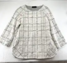 black white plaid pullover sweatshirt SZ0 bust 38