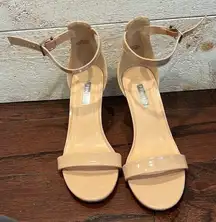 PRIMARK Women’s Nude Patent Leather Ankle Strap Sandals Size 9