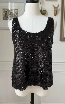 NWT Zara Knit Black Sequin Tank Top S