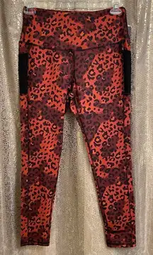 LegEnd Burnt Orange Leopard Cheetah Print Athletic Leggings, XL NWT