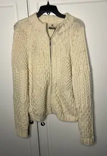 Carraig Donn Irish Wool Cableknit Aran full zip Sweater