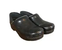 Dansko  Black Oiled Leather Professional Nursing Clogs Women Sz 38