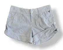 American‎ Eagle Striped Button Up Side Shorts Womens Size 2 Blue White
