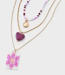 Universal Thread Sunflower and Heart Necklace 3 Piece Set -‎ Gold Tone - NWT