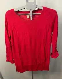 Banana Republic Roll Tab Sleeve Red Cotton Knit Top - Size M