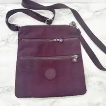Kipling Crossbody Eggplant‎ Purple Multiple Pockets Adjustable Strap