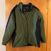 LL Bean Vintage Women’s Thinsulate Lined Hooded Jacket Green Black Medium 0 RF98