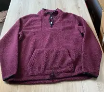 PINK Victoria's Secret Purple Sherpa fleece quarter zip sweatshirt