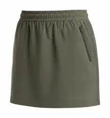 Athleta Cypress Green Elastic Waist Zipper Pockets Farallon Skirt Size 10