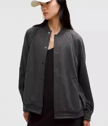 Lululemon Scuba Oversized Varsity Jacket Plush - Heathered Core Black - Size M/L