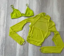 Oh Polly Set Bralette Mesh Cutout Top womens Green (size 0) festival sexy party