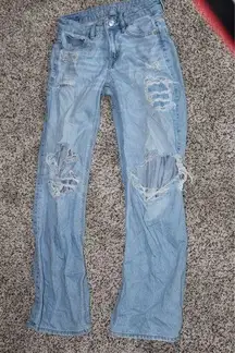 wide leg american eagle ripped jeans low rise