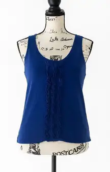 Ann Taylor Women’s Size M Blue Sleeveless Ruffle Front Blouse Tank Top