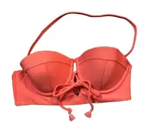 Cape Juby coral underwire push up plunge bikini top size S