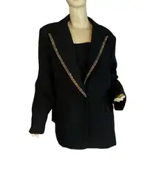 VINTAGE 1990'S GIOVANNA BLACK W/ GOLD GREEK KEY DESIGN COCKTAIL BLAZER (18)