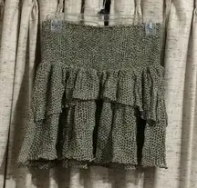 New York Silk Dot Print Smocked Waistband Ruffle Tiered Mini Skirt