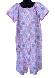 Vintage Regal Rose Floral Print Button Down Midi Dress ￼Size Medium