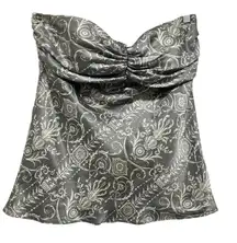 White House Black Market Women Strapless Top L Baroque Silk Babydoll Holiday