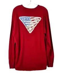 Columbia PFG USA American Flag Red Long Sleeve Logo Graphic T-Shirt Large L