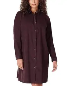 J. Jill wale-fine corduroy spiced wine shirt dress womens S petite Button up NEW