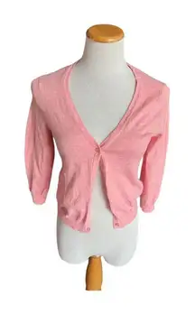 Womens Cloud Chaser Pink 3/4 Sleeve Cardigan Sweater - Sz M